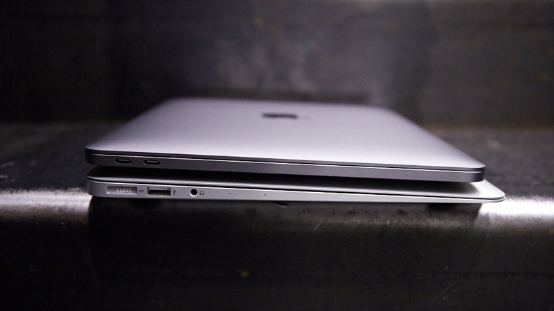 The new MacBook Pro is smaller than the MacBook Air—though it offers the same 13.3-inch screen size—taking up less space, while still weighing just 3 lbs.